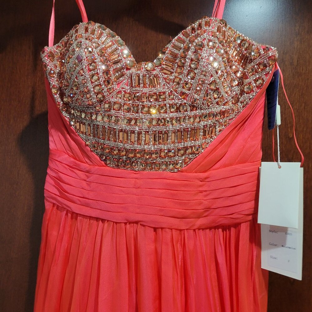 Angela and Alison Long Prom 41023 Size 2 Watermelon Color - Picture 5 of 7